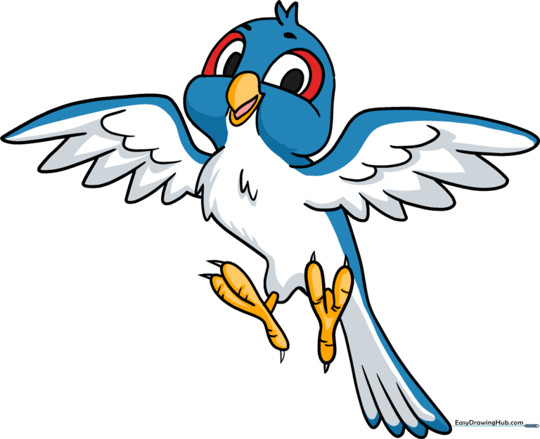Completed colorful cartoon bird illustration for kids