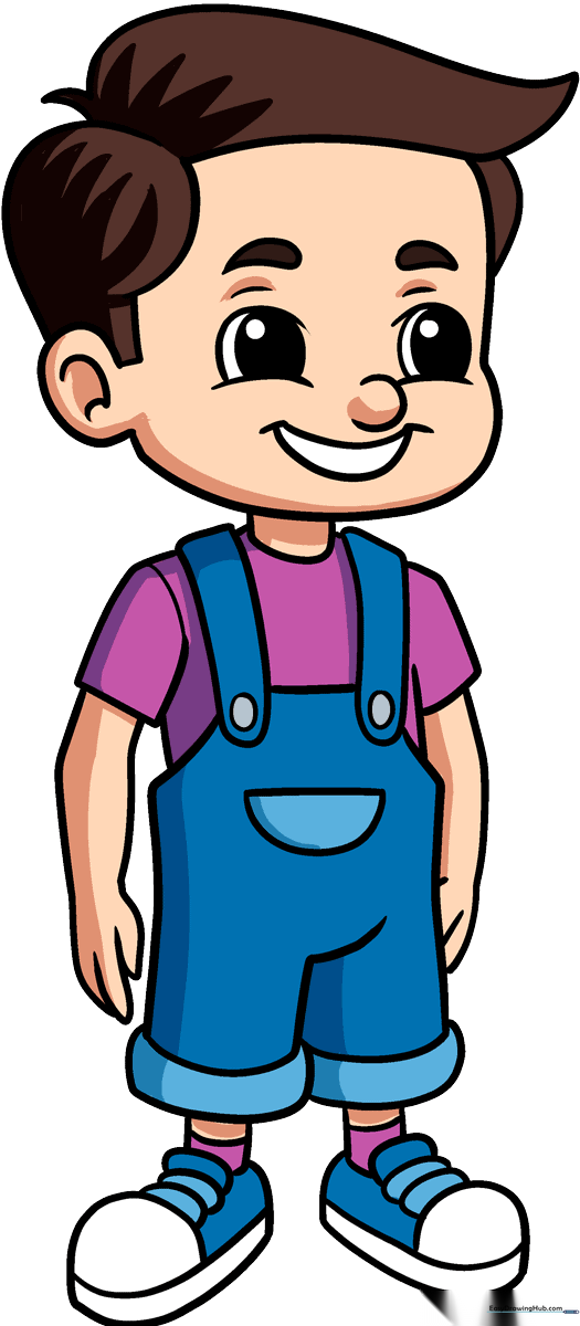 Colorful illustration of a cartoon boy, showcasing the final result of the drawing tutorial.
