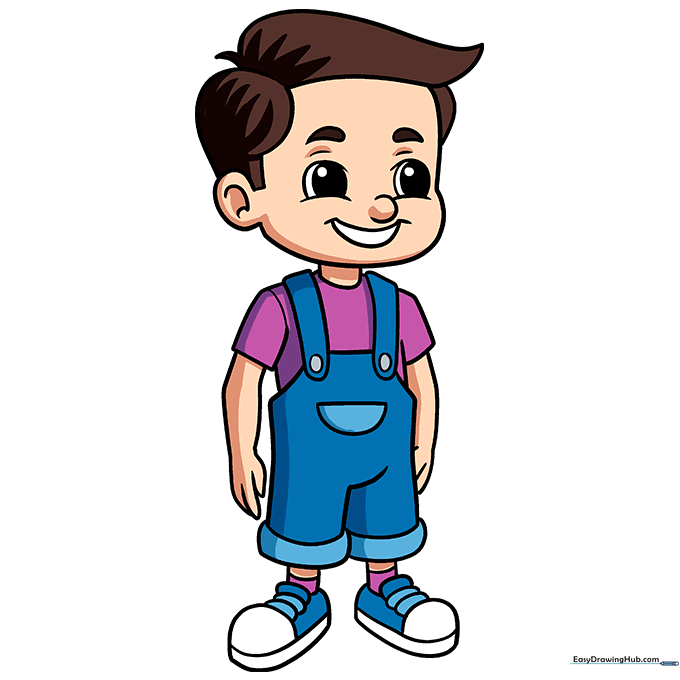 Finished, fully colored cartoon boy character.