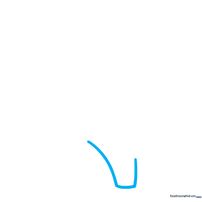 Pencil sketch of the lower brain stem using three connected curved lines.
