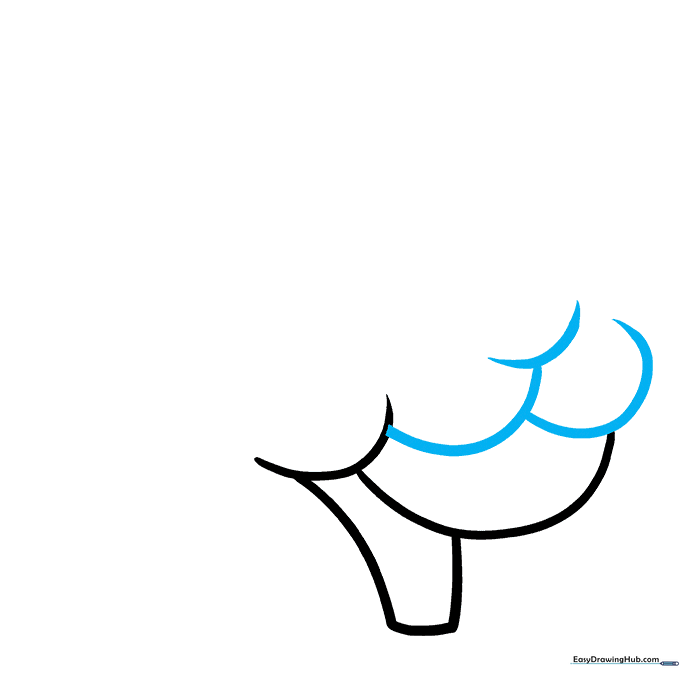 Drawing additional overlapping curved lines at the back of the brain structure.