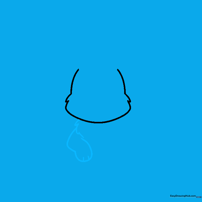 Drawing the bunny's chest fur and the first arm reaching out.