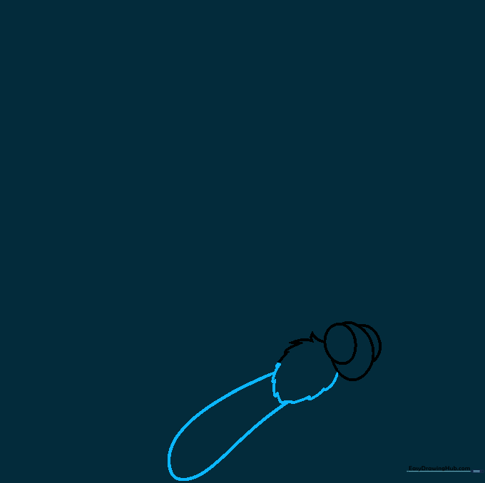 Drawing the segmented thorax and long abdomen of the butterfly.