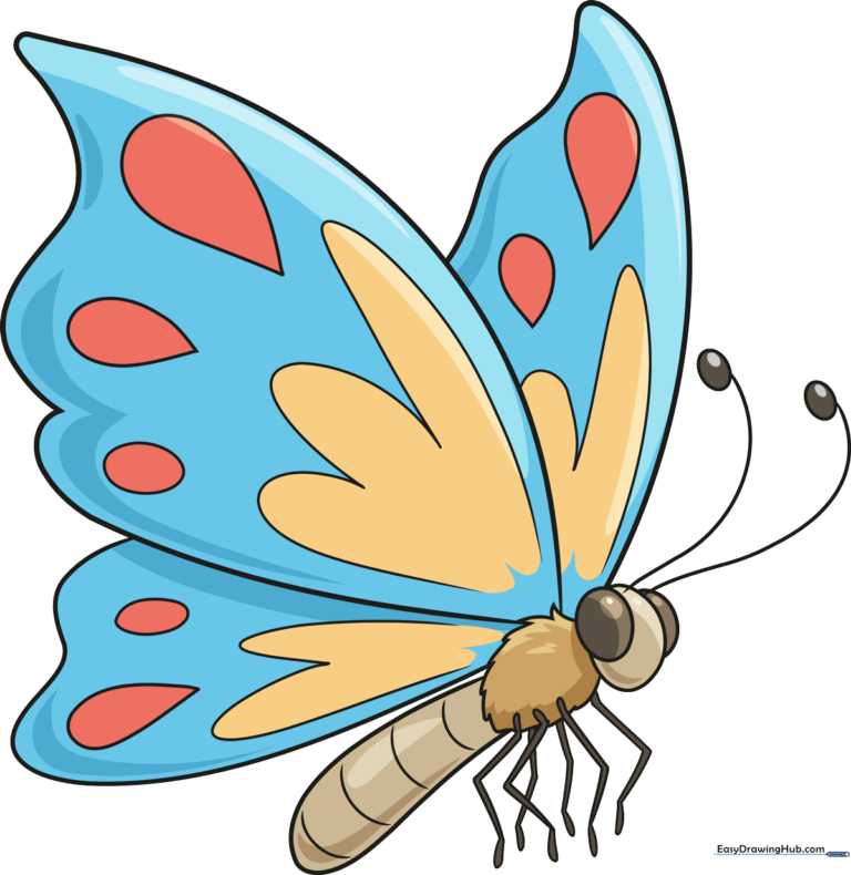 A bright, colorful cartoon butterfly illustration perfect for kids to learn from.