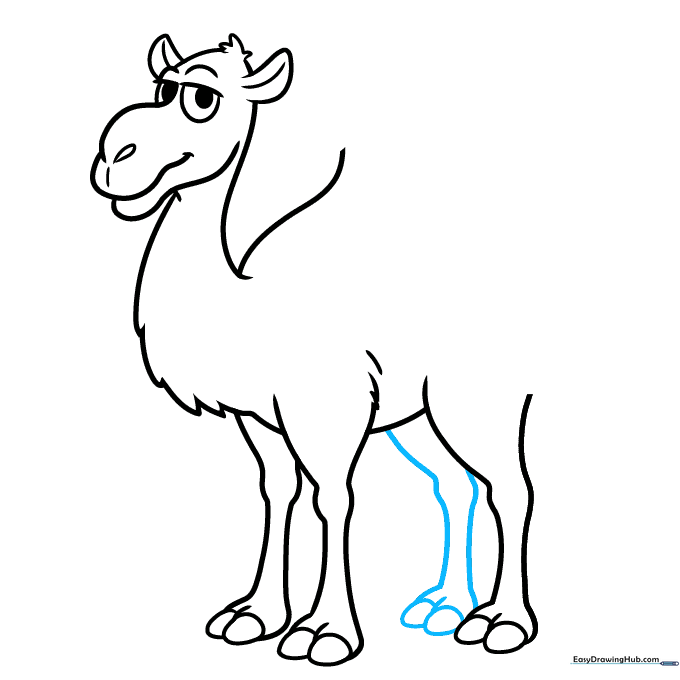 Adding the final rear leg to complete the camel's four-legged stance.