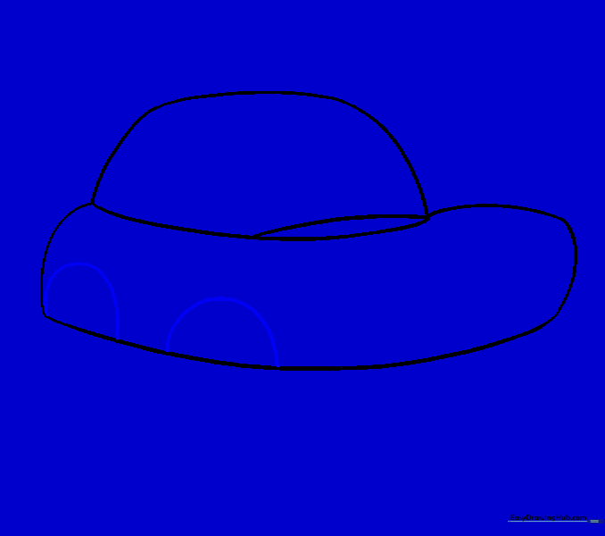 Sketching two half-circles for the wheel arches.