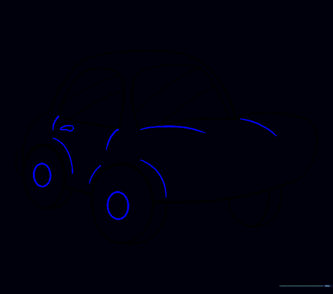 Adding details like the hood, door, and handle to the car body.