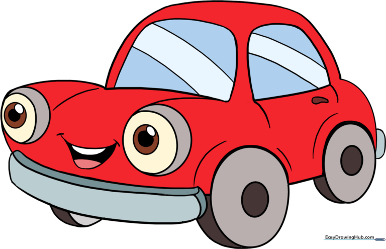 A bright, colorful cartoon car drawing, perfect for kids.