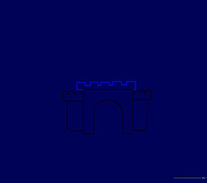 Adding battlements to the central front wall of the castle.
