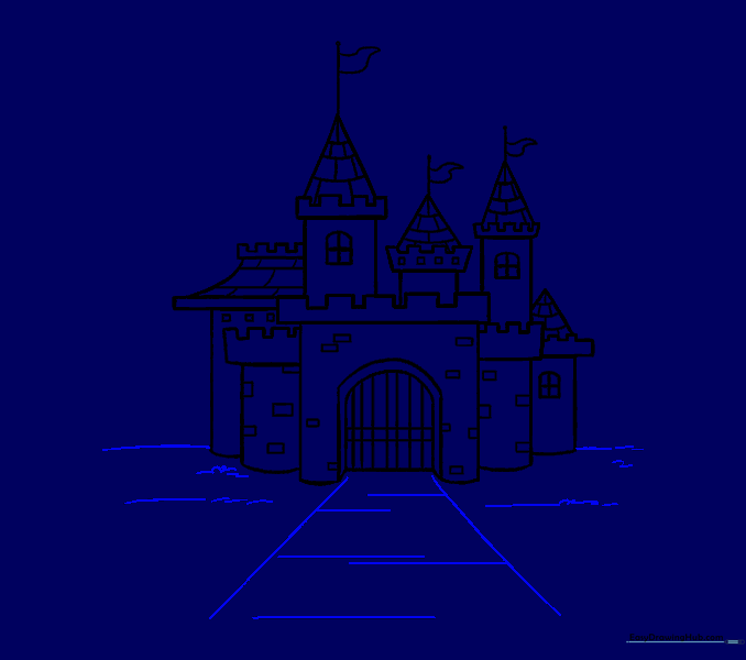 Adding a horizon line, path, and grass to the scene.
