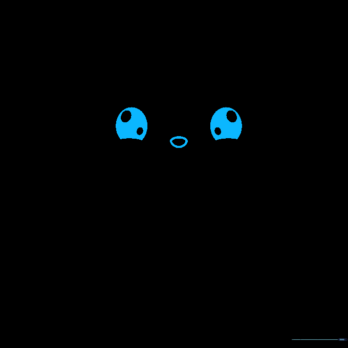 Pencil sketch showing two ovals for a cat's head with eye circles and a small triangular nose.