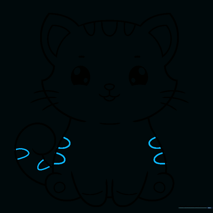 Drawing showing final fur texture details added to the tail and body.