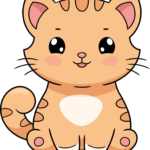 A colorful, friendly cartoon cat illustration, perfect for kids' drawing inspiration.