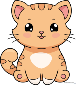A colorful, friendly cartoon cat illustration, perfect for kids' drawing inspiration.
