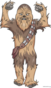 A vibrant, finished cartoon illustration of Chewbacca, ready to inspire young artists.