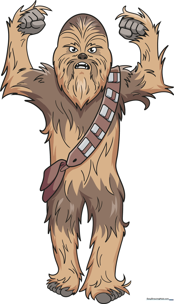 A vibrant, finished cartoon illustration of Chewbacca, ready to inspire young artists.