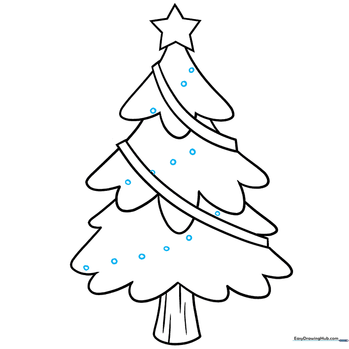 Adding small circles to represent Christmas lights on the tree.