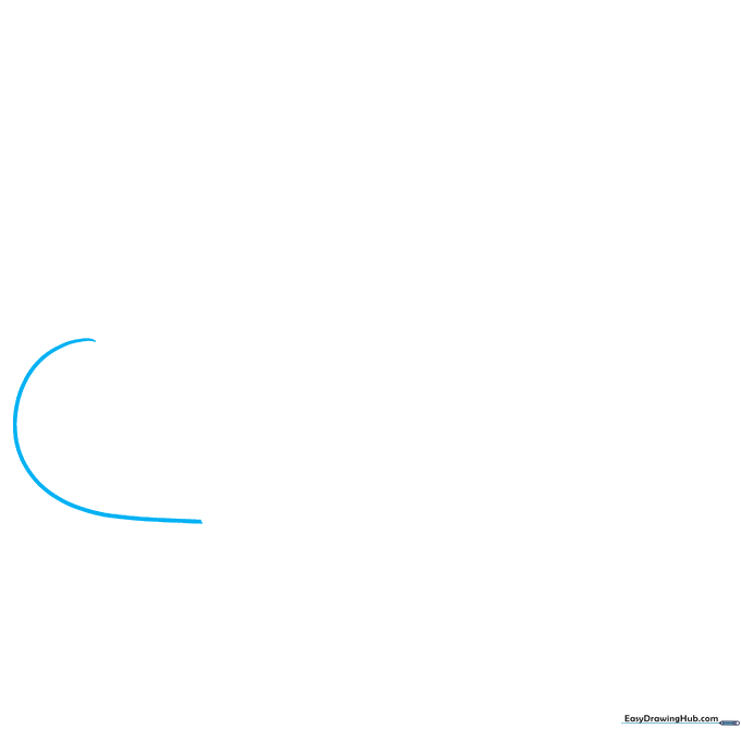 A single light pencil curve forming the top edge of a cartoon cloud.