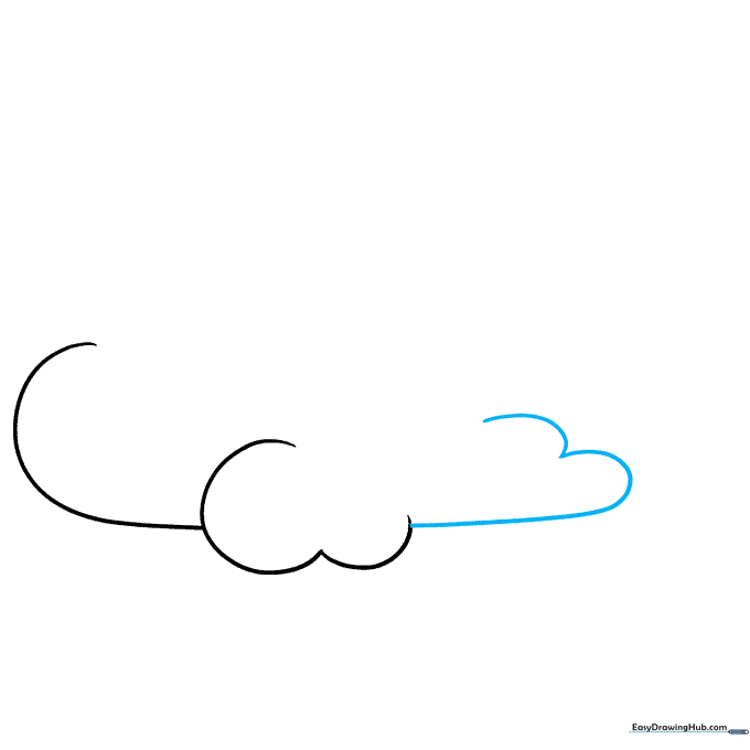 Adding a long and short curved line to extend the cloud's perimeter.