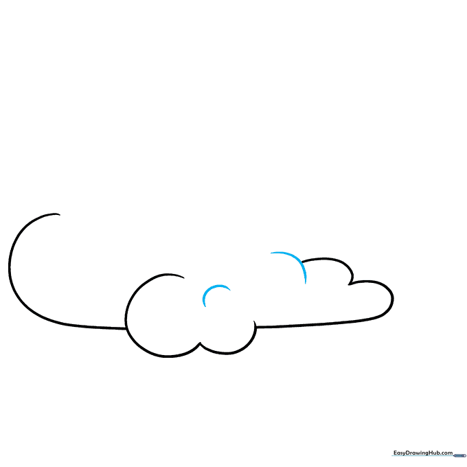 Drawing intersecting curves and a small separate arc to build cloud volume.