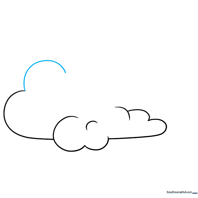 Adding a long curve above the cloud to suggest movement.