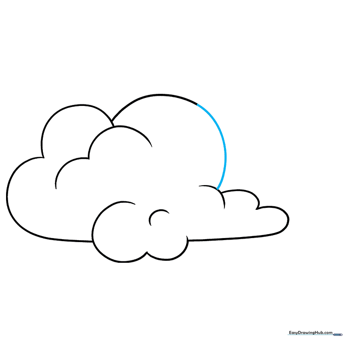Closing the cloud outline to create a complete shape.