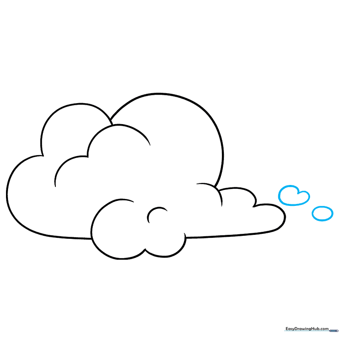 Drawing smaller, distant clouds to complete the scene.