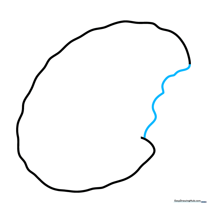Closing the cookie shape with a distinct bite mark indentation.