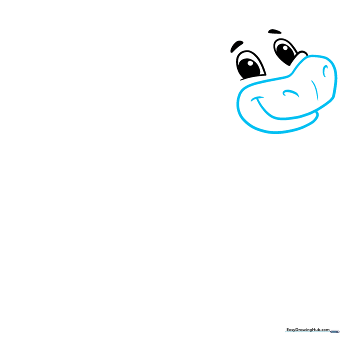 Drawing the cow's muzzle and nostril details using soft, rounded lines.