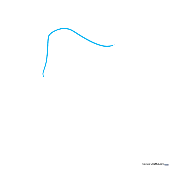 A single curved line forming the top peak of a cowboy hat crown on a white background.