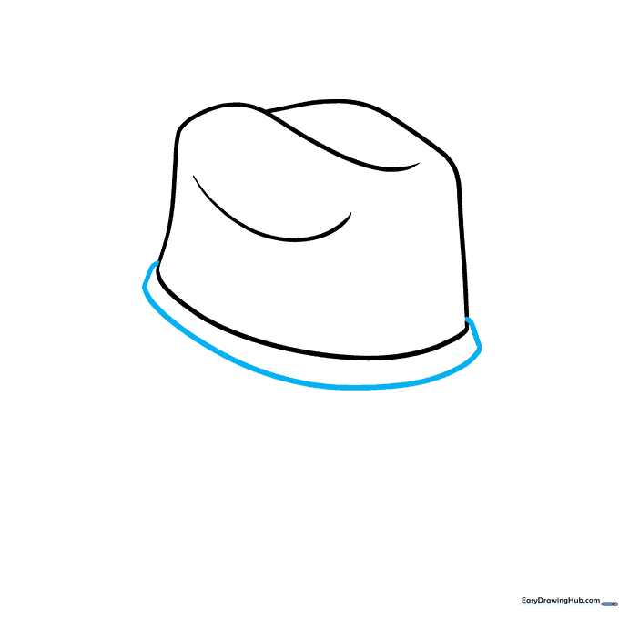 A hat band added to the base of the crown using short vertical lines and a connecting curve.