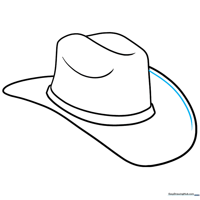 A contour line added to the brim to show the upturned edge of the cowboy hat.