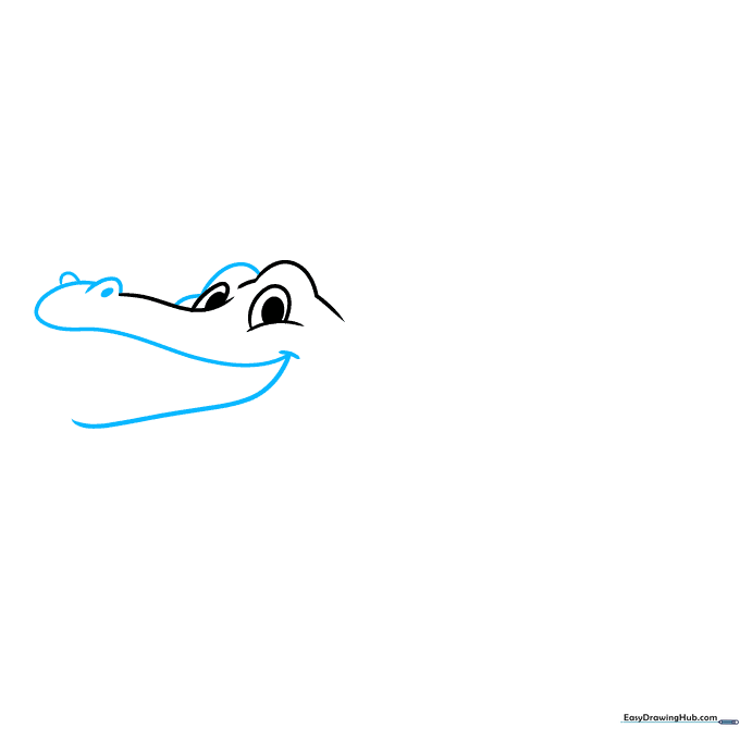 Outline of a crocodile snout showing the mouth shape and nostril placement.