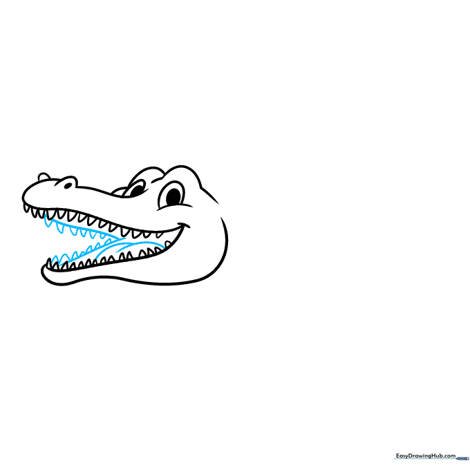 Adding a curved tongue shape inside the crocodile's mouth.