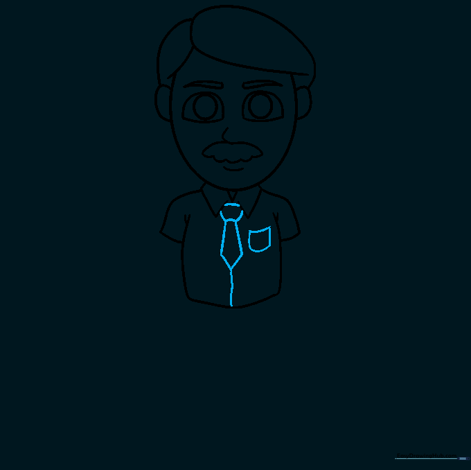 A necktie, shirt buttons, and a pocket added to the cartoon dad's shirt.