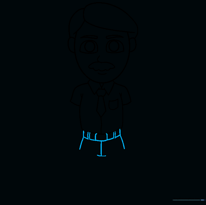 Pants with belt loops and a buckle added to the drawing.