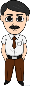 A colorful, finished cartoon dad character standing in a friendly pose.