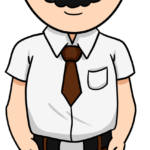 A colorful, finished cartoon dad character standing in a friendly pose.