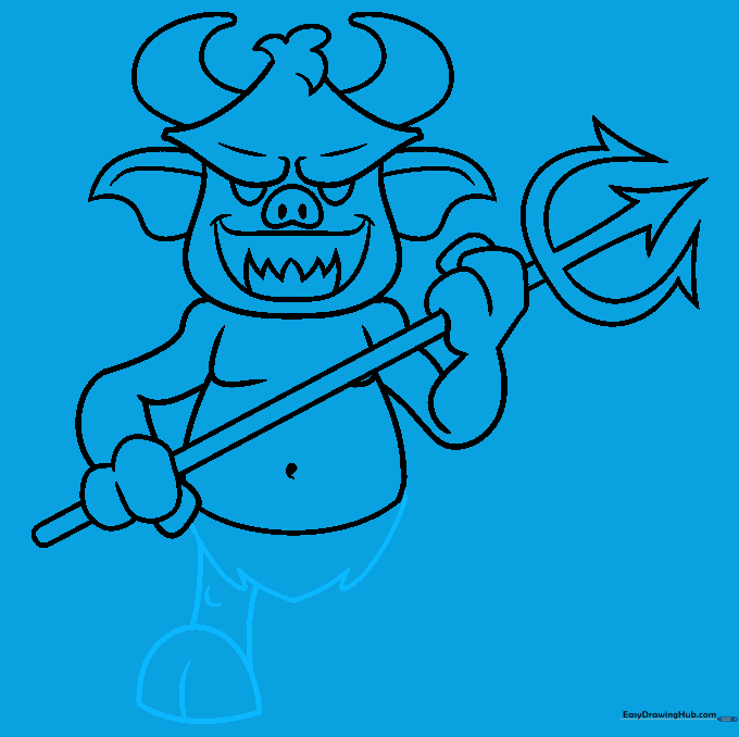 Pencil sketch showing the addition of a loincloth and a hoofed foot.