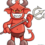 Colorful, friendly cartoon devil character design for kids' drawing projects.