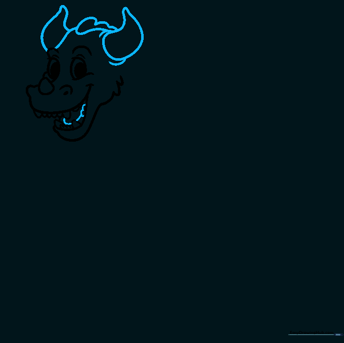 Adding two horns and a textured mane to the top of the dragon's head.