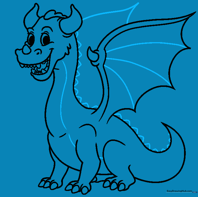 Adding triangular spikes along the dragon's back and tail.
