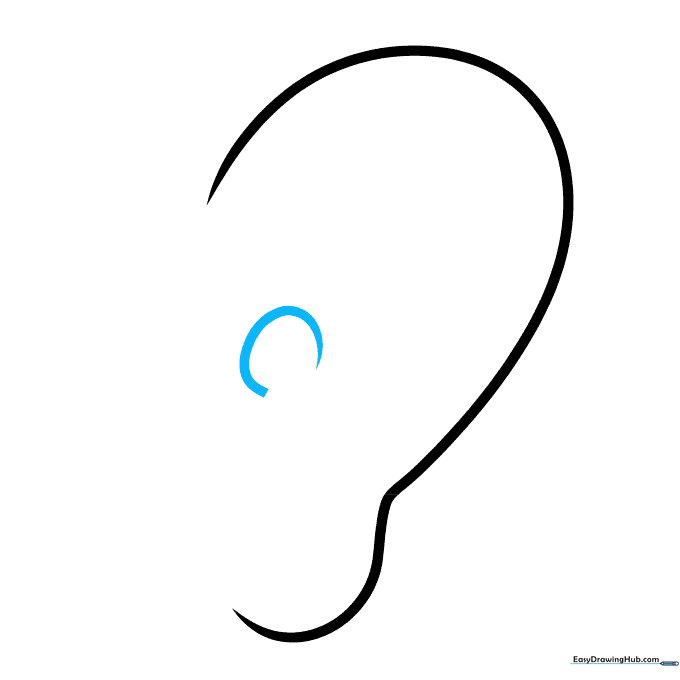 A C-shaped line added to the center of the ear outline.