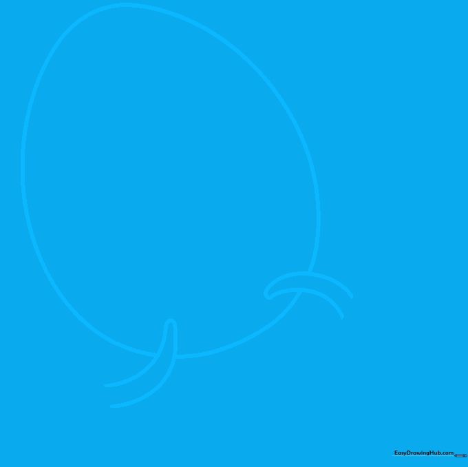 Pencil sketch of a large oval body with two small leg shapes at the base.