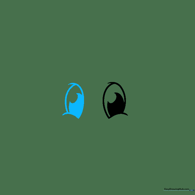 Two symmetrical cartoon eyes drawn side-by-side on a white background.