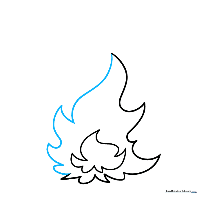 Step 4 showing the completion of the second flame layer using U-shaped curves.