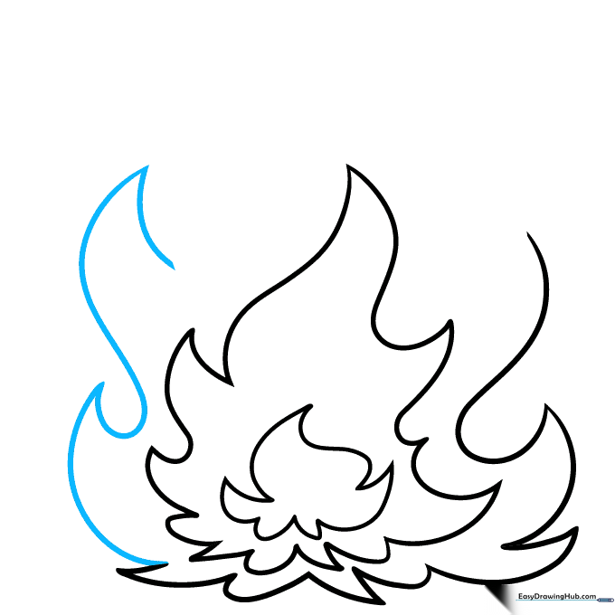 Step 7 illustration showing the balanced flame structure on both sides.