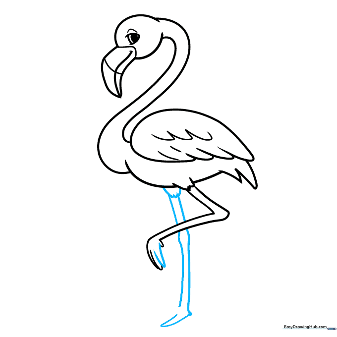 Adding the second, bent leg to show the flamingo standing.