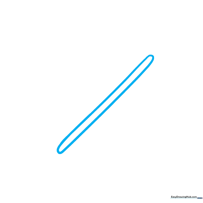 Two parallel lines forming the center seam of a cartoon football.