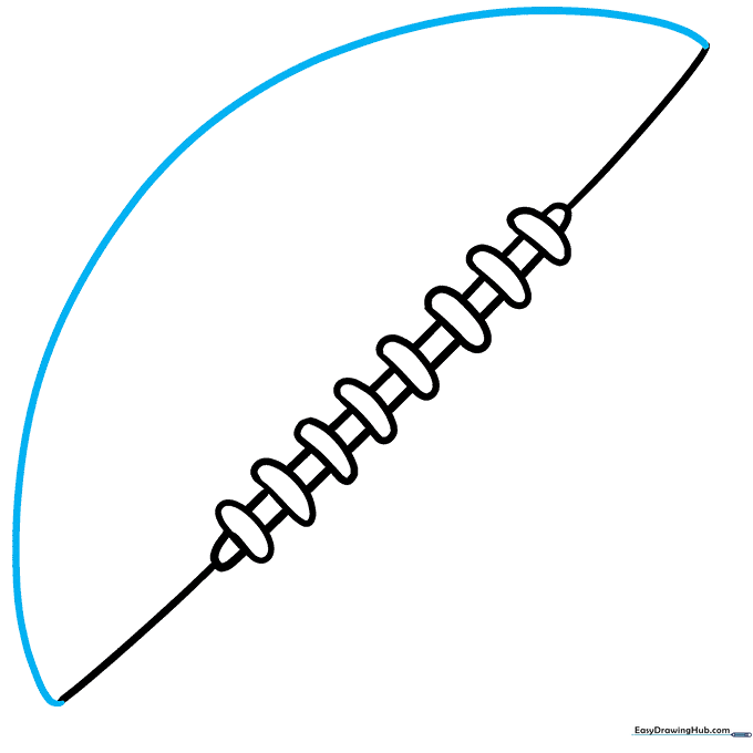 Drawing the top curve of the football body.